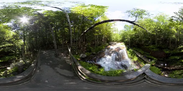 Waterfall at the top of the Flume Gorge